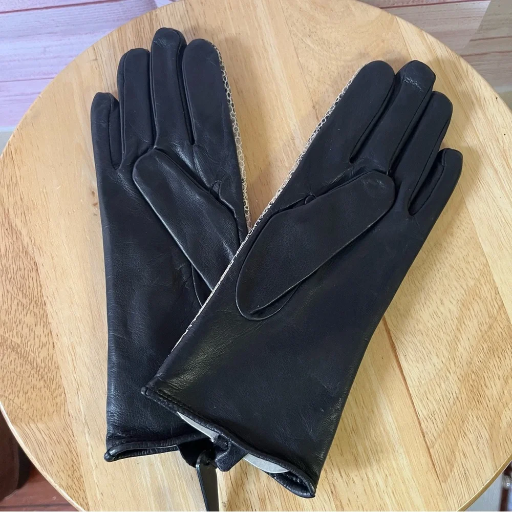 Preston & York Snake Skin‎ Real Leather Elegant Black and Tan Women's Gloves